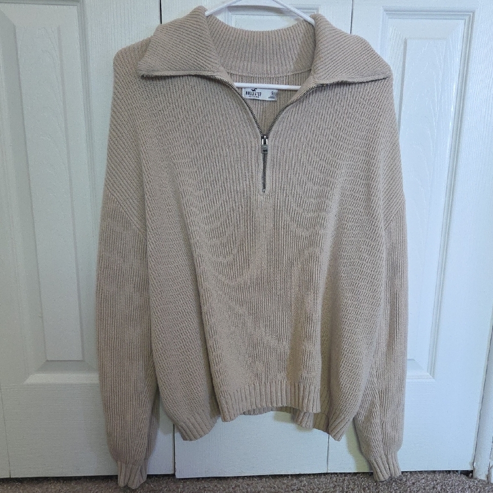 Hollister Beige Half-Zip Sweater, Pullover